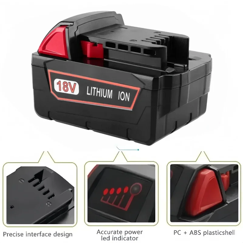 18V, 12800mAh pro Milwaukee M18 akumulátor, nabíječka, BR, XC, M18B5, 48-11-1860, vestavěná baterie 18650 - náhled 2