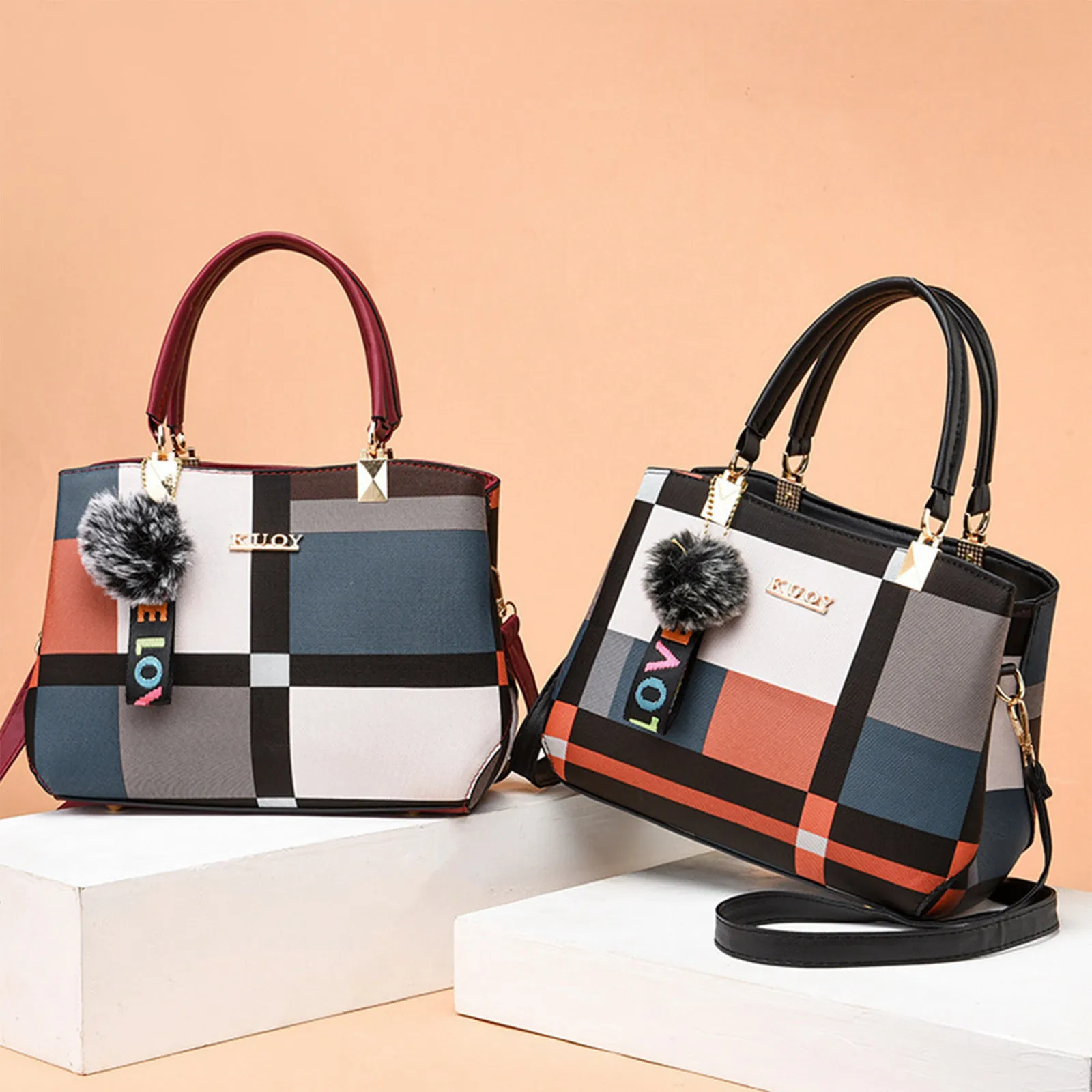 Elegant Designer Handbags Women Bags Messenger PU Leather Crossbody Bags Hairball tassen Girls Shoulder Bag Top-hand Tote Bag image 3