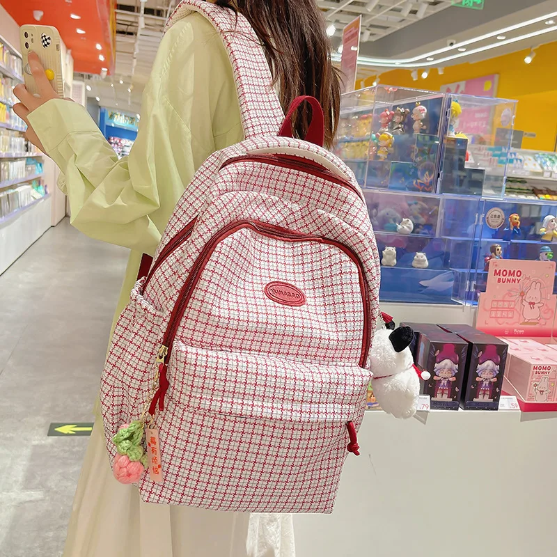 Fashion check Waterproof Women Backpack Teenager Girl Kawaii BookBag Laptop Rucksack Cute Student School Bag Mochila Female