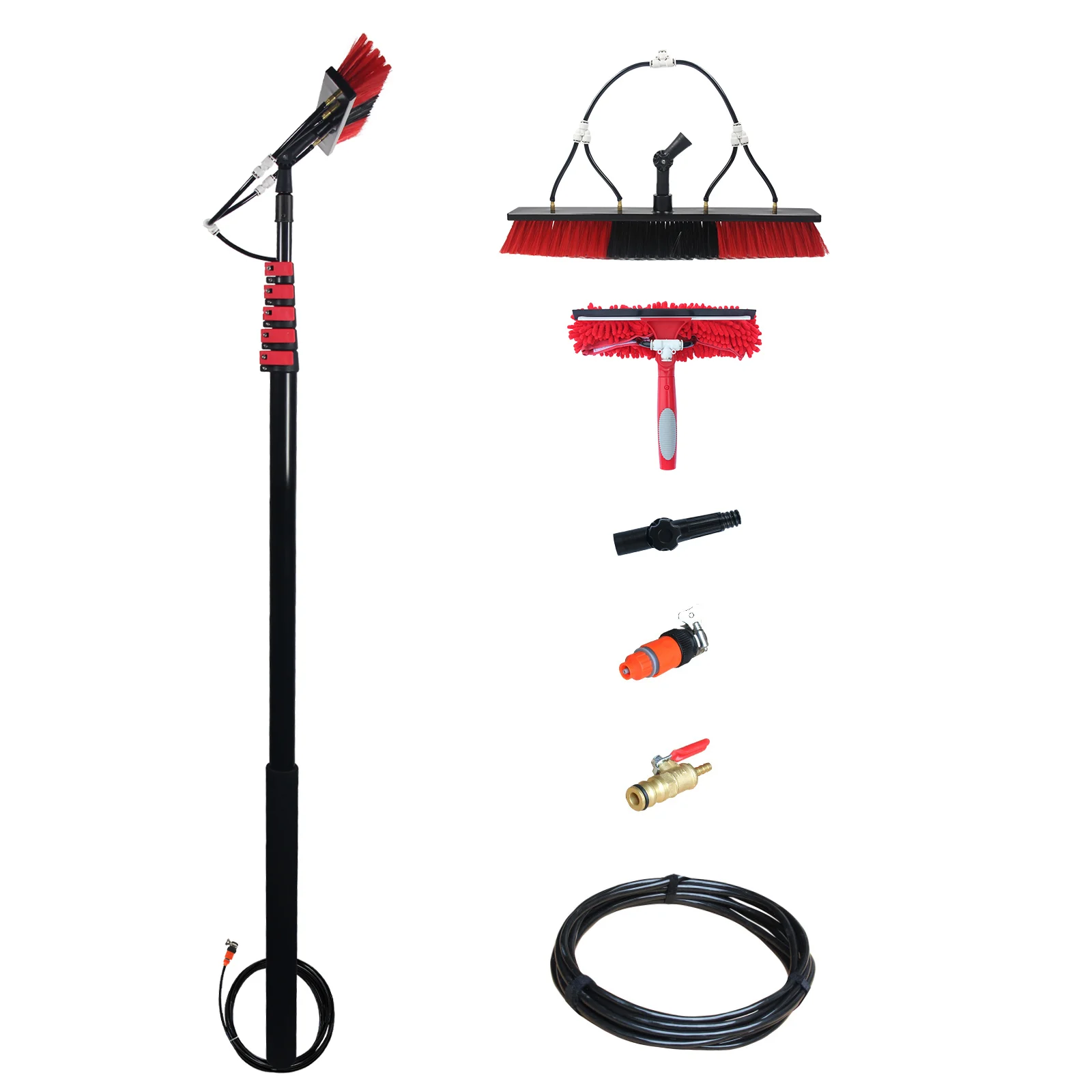 Professional Solar Panel Cleaning Kit with 36 FT Telescopic Pole High Washing Water Fed Brush