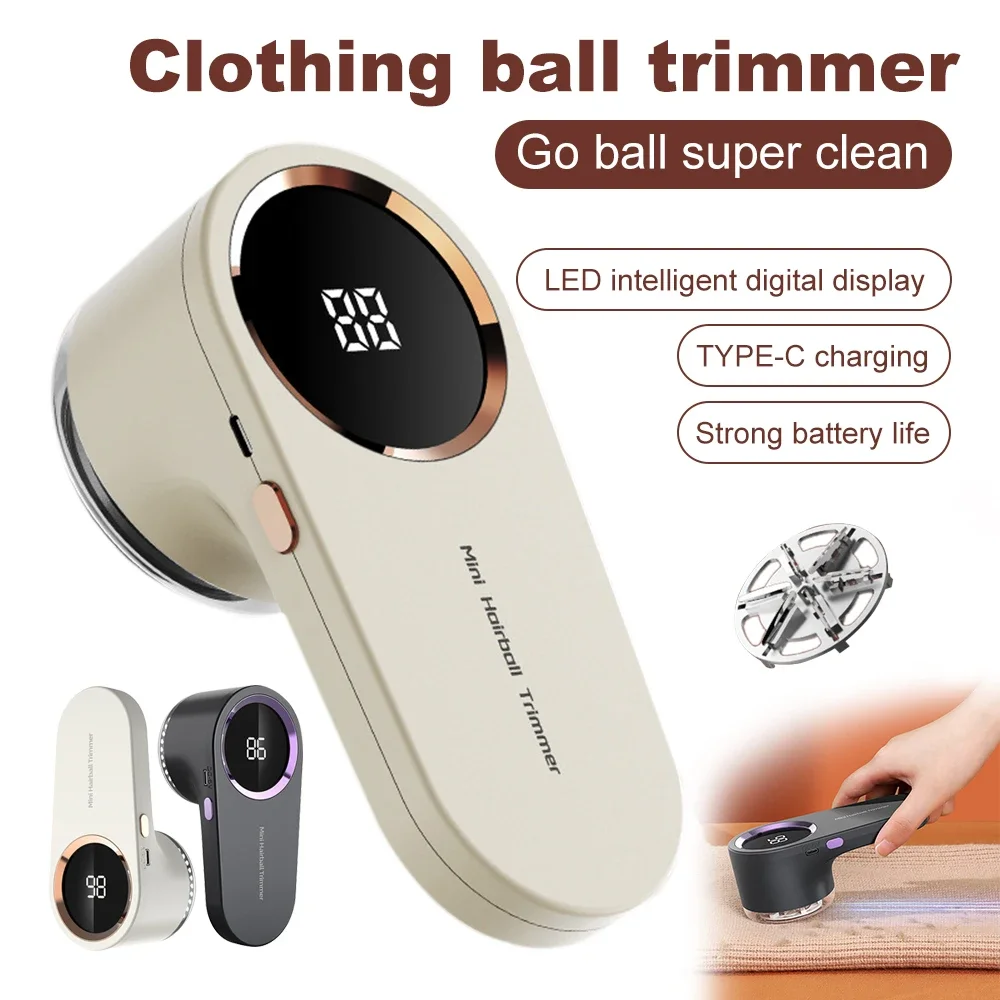 Portable Electric Clothing Ball Remover Led Display Rechargeable Clothes Fabric Shaver Three Levels Household Hair Ball Trimmer