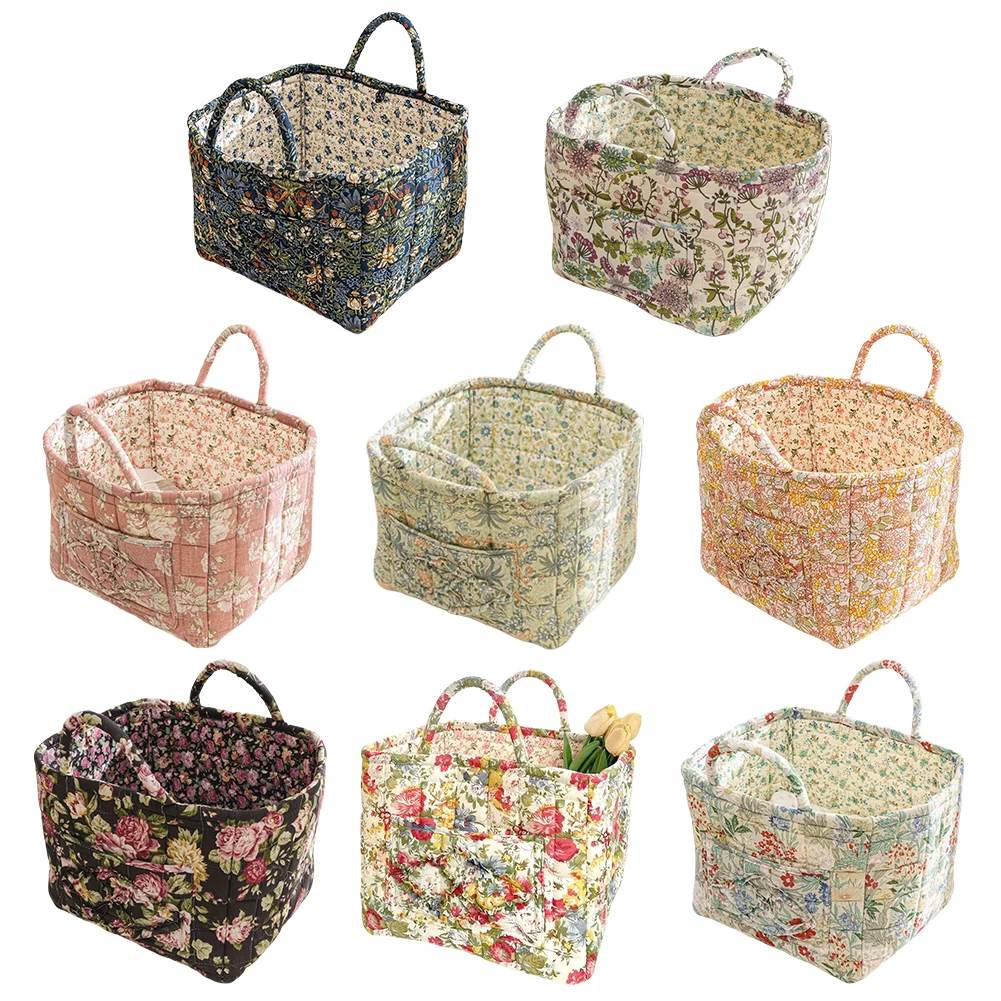 Cesta de almacenamiento de tela bohemia con asa, cestas de estilo Pastoral, cesta de clasificación de ropa interior portátil de gran capacidad para el hogar y la cocina