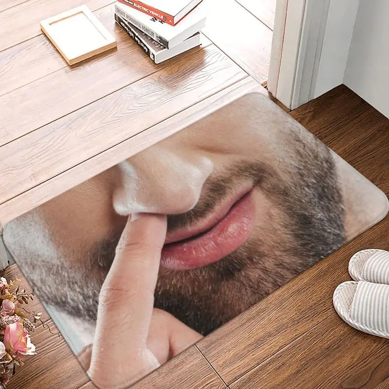 Custom Funny Man Picking His Nose Doormat Anti-Slip Entrance Kitchen Bath Door Floor Mat Mustache Beard Room Balcony Carpet Rug