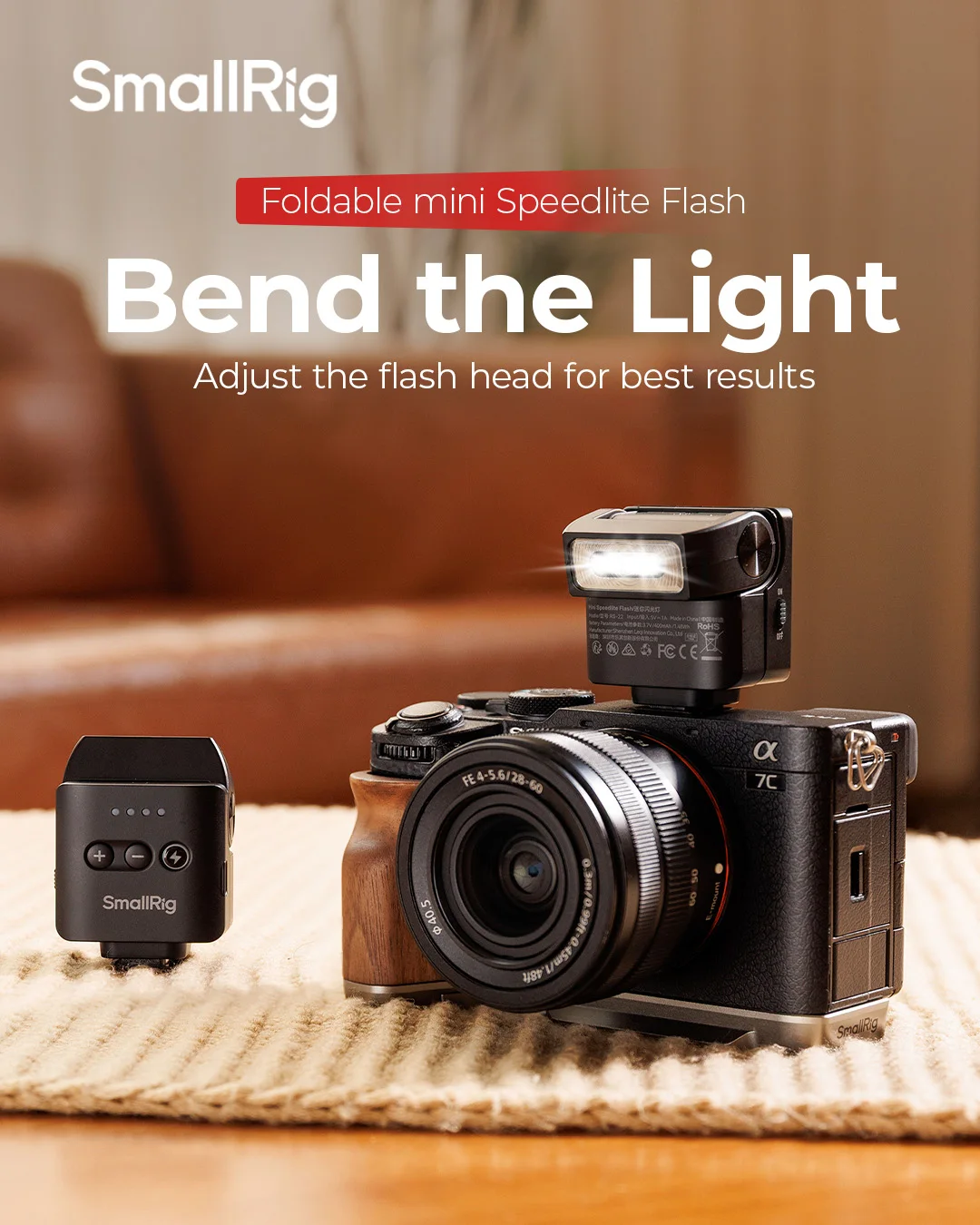 SmallRig RS-22 mini Speedlite Flash or Sony for Nikon for Canon for Fuji DSLR GN8 Manual Speedlite 85° Adjustable 4 Levels 5883