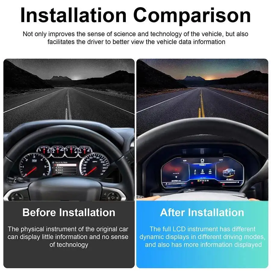 LCD Instrument Cluster Panel For Chevrolet Silverado GMC Sierra 2013-2019 Digital Dashboard Virtual Cockpit Tachometer Odometer