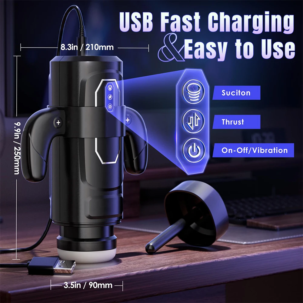 Male Masturbator Cup With 6 Thrusting & 3 Sucking And 9 Vibration Modes With heating & Pronunciation & Gamepad Sex Toys for Men view 6