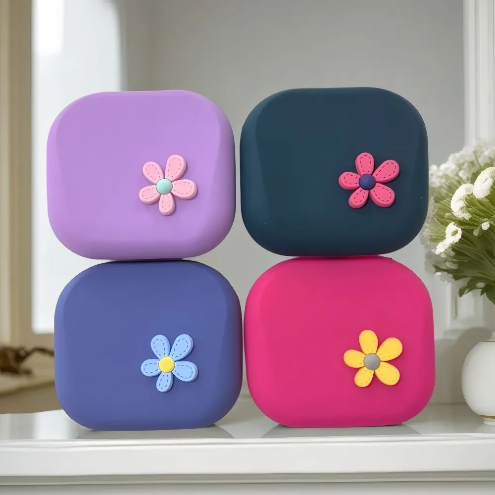Portable Flower Silicone Storage Bag Square Magnetic Magnet Coin Purse Waterproof Multifunctional Cosmetic Bag Earphone Storage