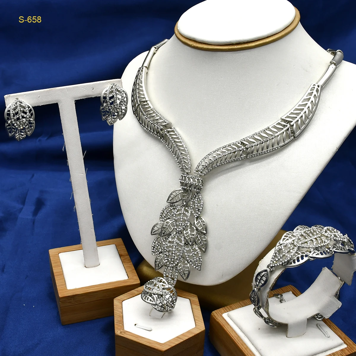 ANIID New Dubai Silver Color Jewelry Sets Indian Bride Wedding Ethiopia Nigerian Necklace Earrings Bracelet Ring Jewellery Gifts