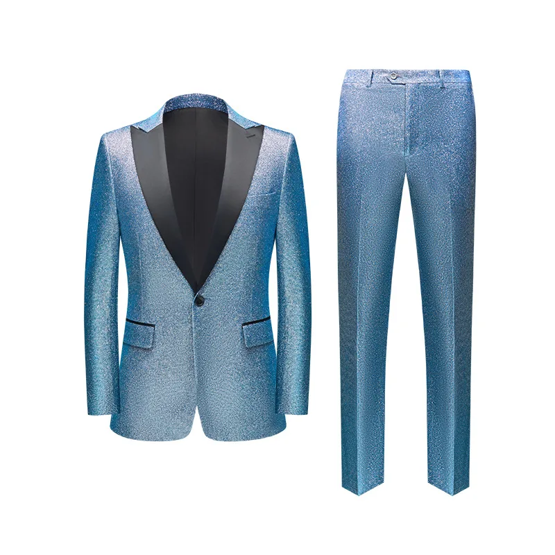 116 Fashionable and stylish dress suits, autumn new blue stage suits, two-piece suits, men's suits, performance costumes