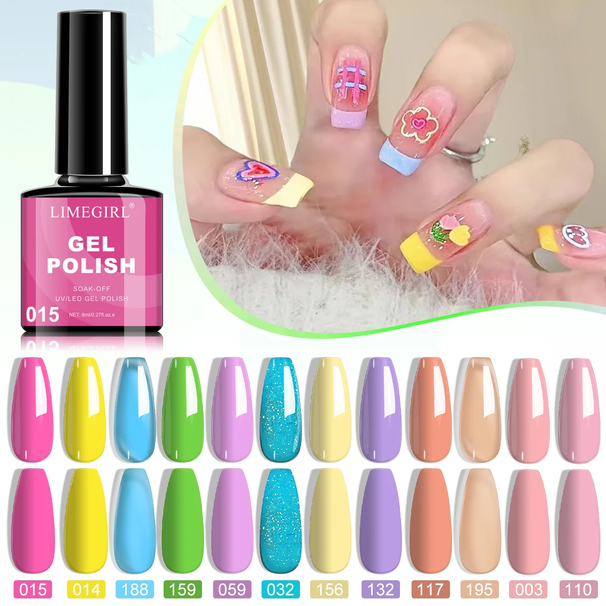 

Nail Gel Polish Set 12 PCS Macaron Colors Series Nails Gel Beginner 8ML Glitter Art Gel for Manicure Art DIY Salon & Home Gift