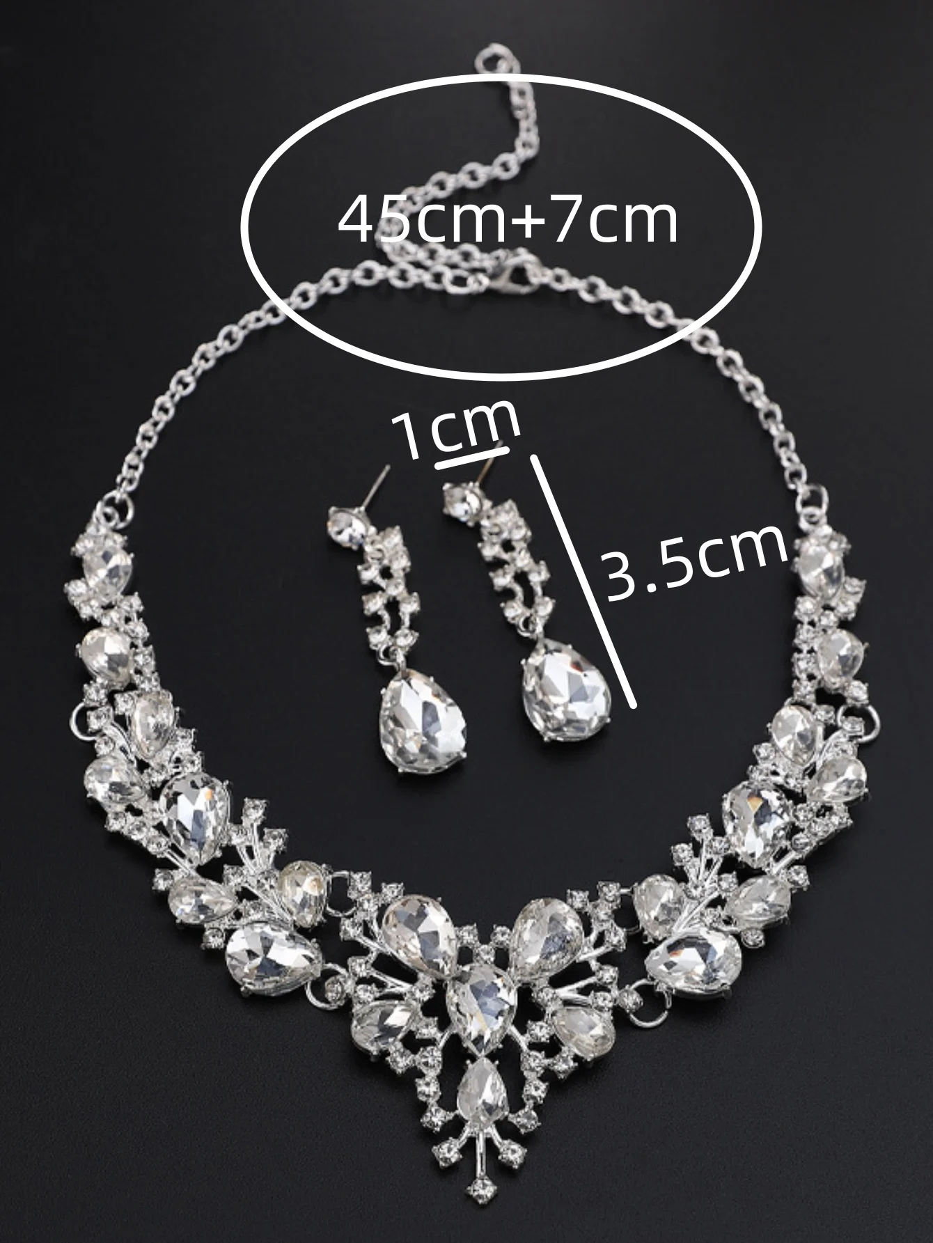 3pcs women\'s jewelry sets with crystal rhinestones, women\'s necklaces, earrings sets, wedding accessories