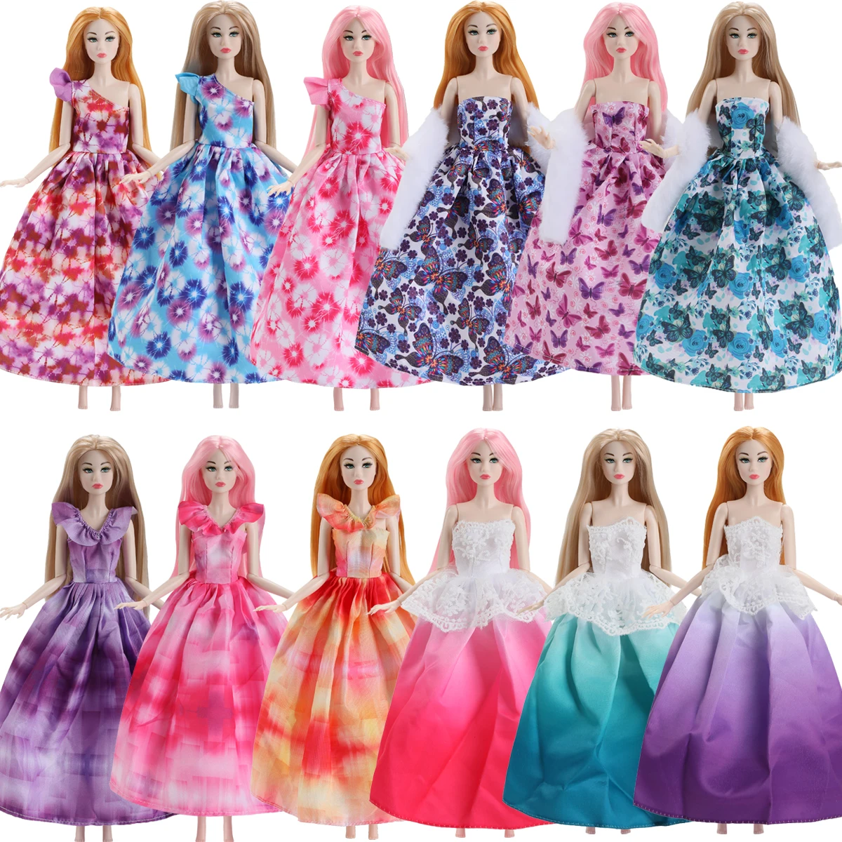 

Fashion Elegant Floral Dress Sweet Wedding Temperament Evening Gowns Set For 1/6 Babi Xianxian Supermodel Doll Party Dress Up