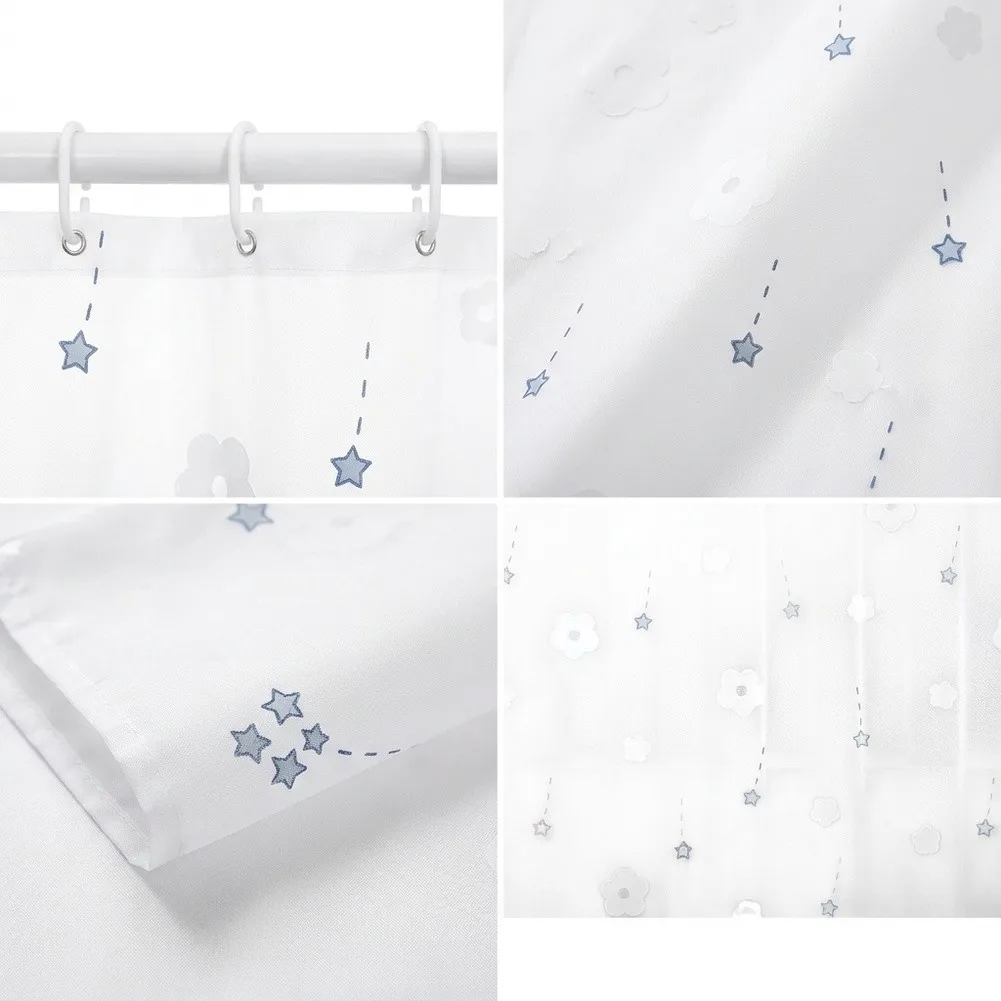 White PEVA Shower for liner 80x180cm Waterproof with 12 Rust-Free Grommets and 3 For Heavy-Duty Magnets for Stability