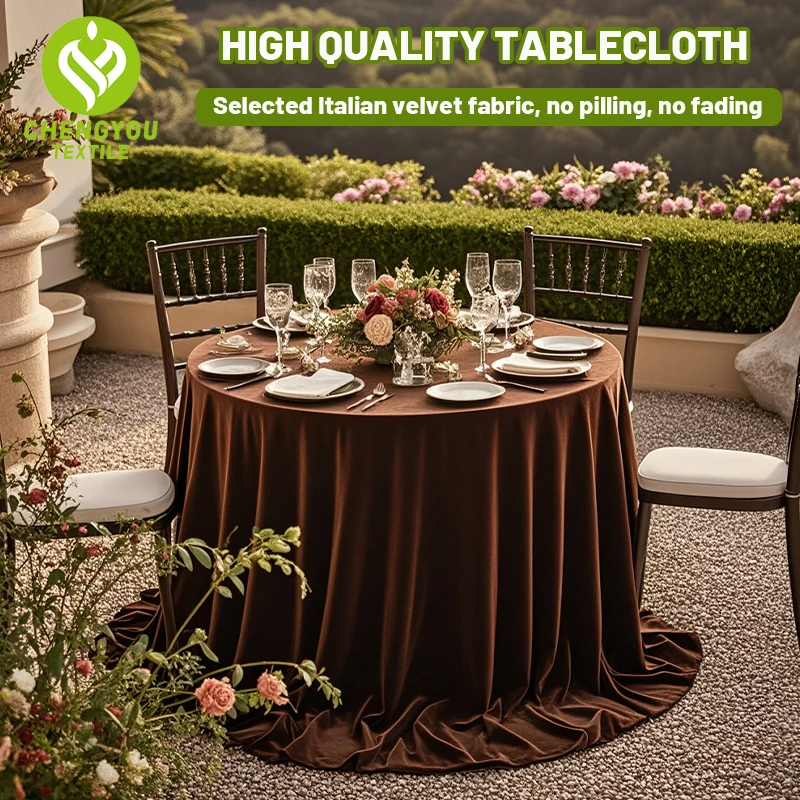 132 inch round velvet seamless tablecloth fabric satin Grand Round Table Hotel Round Banquet European Round Table