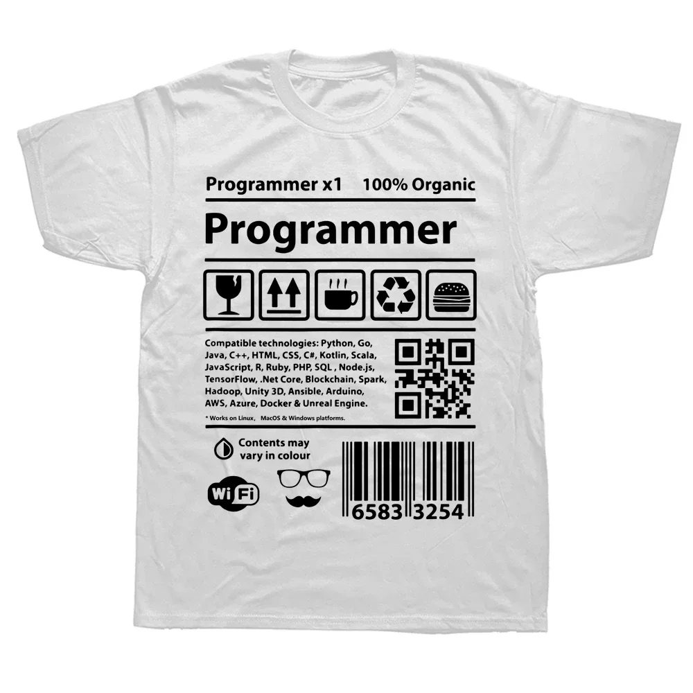 Funny Stack Overflow Tshirt Programmer Barcode T Shirt Coding Developer T-shirt Programming Software Engineer Tees Devops Tshirt