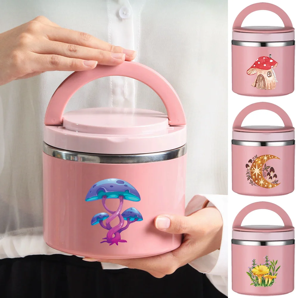 

Mushroom Printing Lightweight Insulated Soup Cup Children School Student Office Solid Color Bento Box Single Layer Thermal Jar