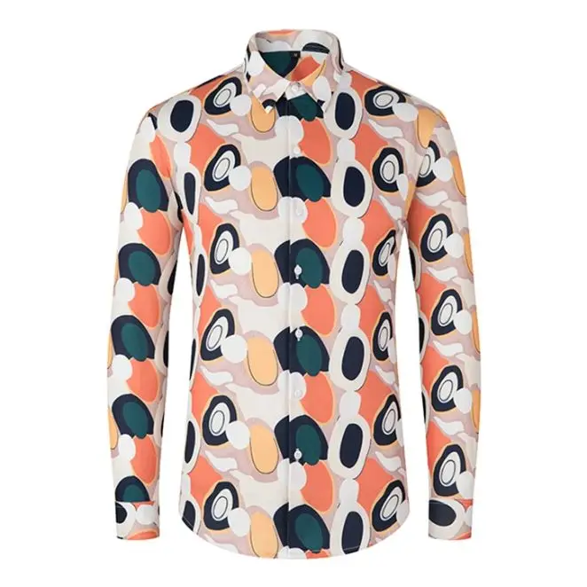 

Men's Soft Breathable Long Sleeve Shirt High Quality Print Slim Fit Shirt Hawaiian Vacation Outdoor Social Party European Style