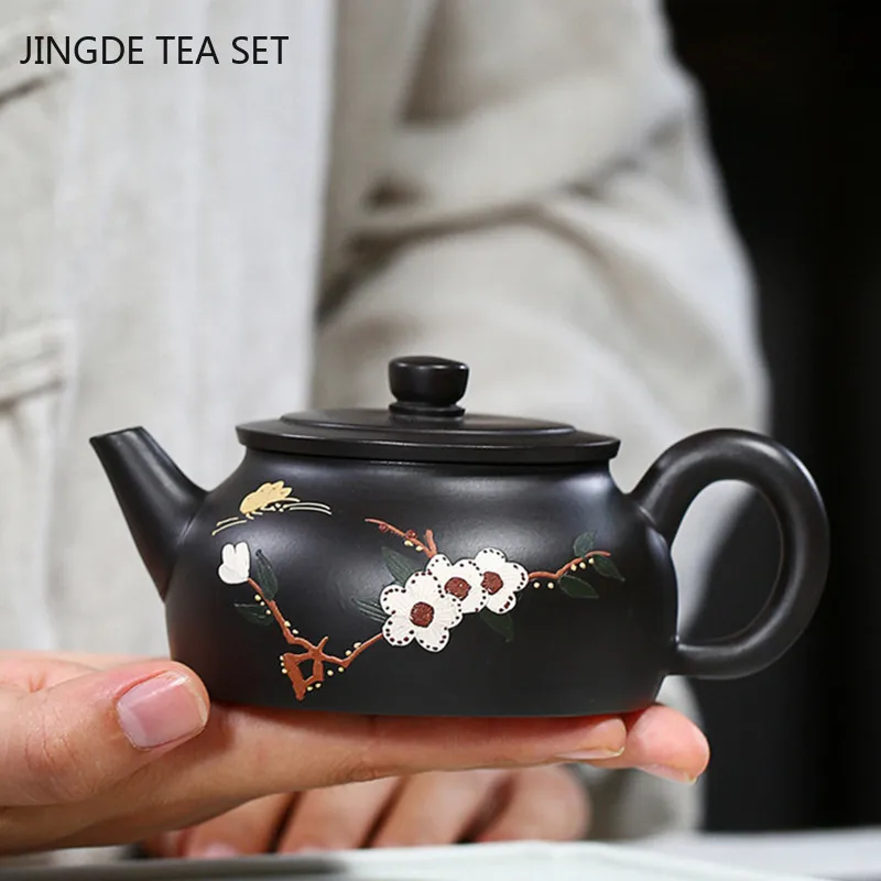 

Chinese Yixing Handmade Tea Pot Famous Purple Clay Teapot Beauty Kettle Raw Ore Black Mud Teaware Tea Ceremony Gifts 200ml