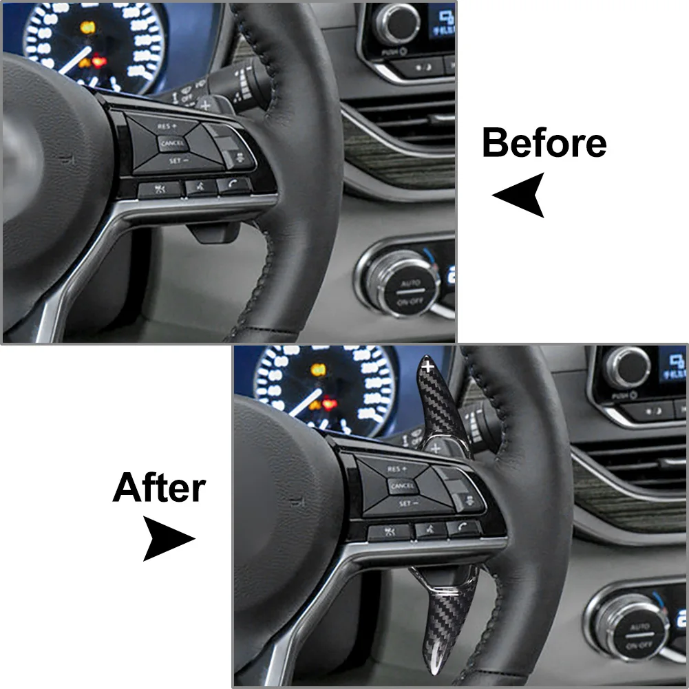 1 Pair Carbon Fiber Auto Steering Wheel Shift Paddle Shifter Extension For Nissan Teana Altima 2019 2020