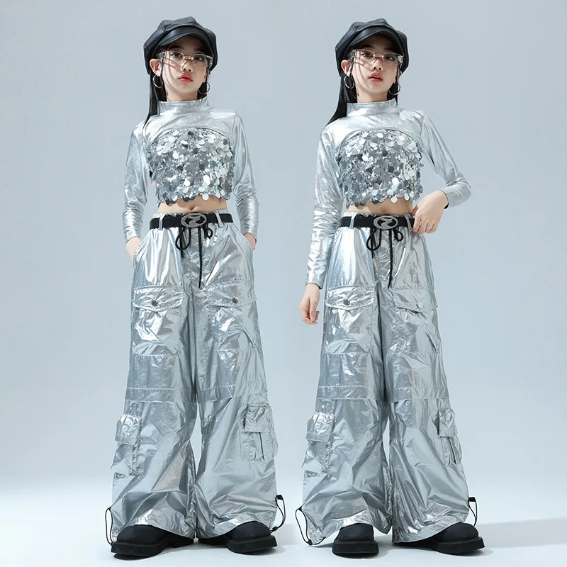 بدلة فرقة رقص الجاز للفتيات، زي ممارسة المد والجزر للأطفال في الشارع