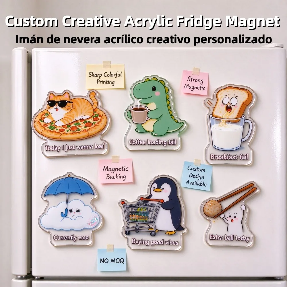 Wholesale Customized Personalized Creative Acrylic Refrigerator Magnet High Quality Custom Printed Acrylic Fridge Magnets