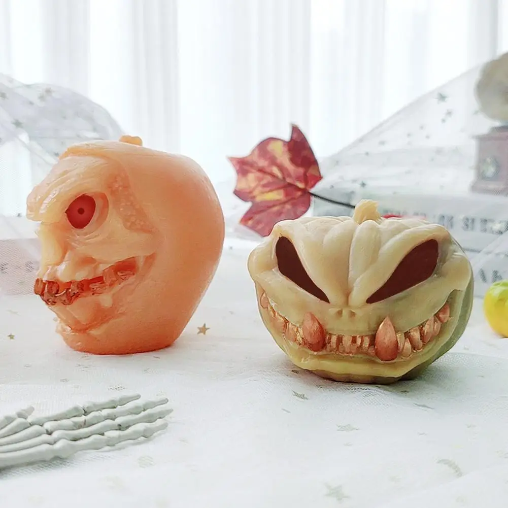 Silicone Skull Pumpkin Candle Models, Halloween Skeleton Skull Cast, Reusable Candle And Ornament Making Silicone Cast For DIY