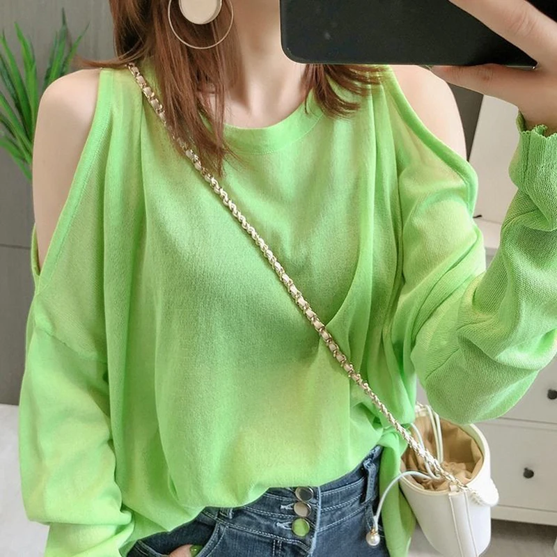 Fashion Loose Knitted Solid Color Hollow Out T-Shirts Female clothing 2024 Summer New Oversized Korean Tops Casual Tee Shirt