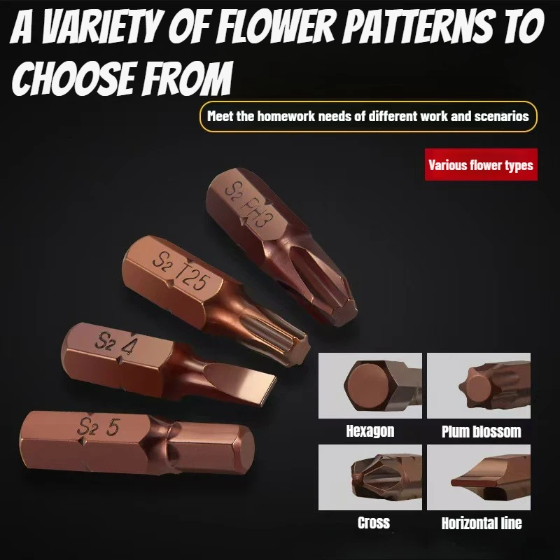 Schraubendreher-Steckschlüsselsatz, 25 mm, S2, Elektroschrauber-Kopfsatz, Pflaumenblüte, sechseckiger Kreuzschraubendreher, Reparatur-Werkzeug-Set