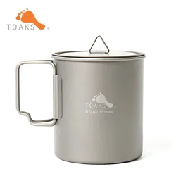 TOAKS Titanium Pot POT-750, Cup Ultralight Outdoor Mug with Lid and Foldable Handle Camping Cookware 750ml 103g