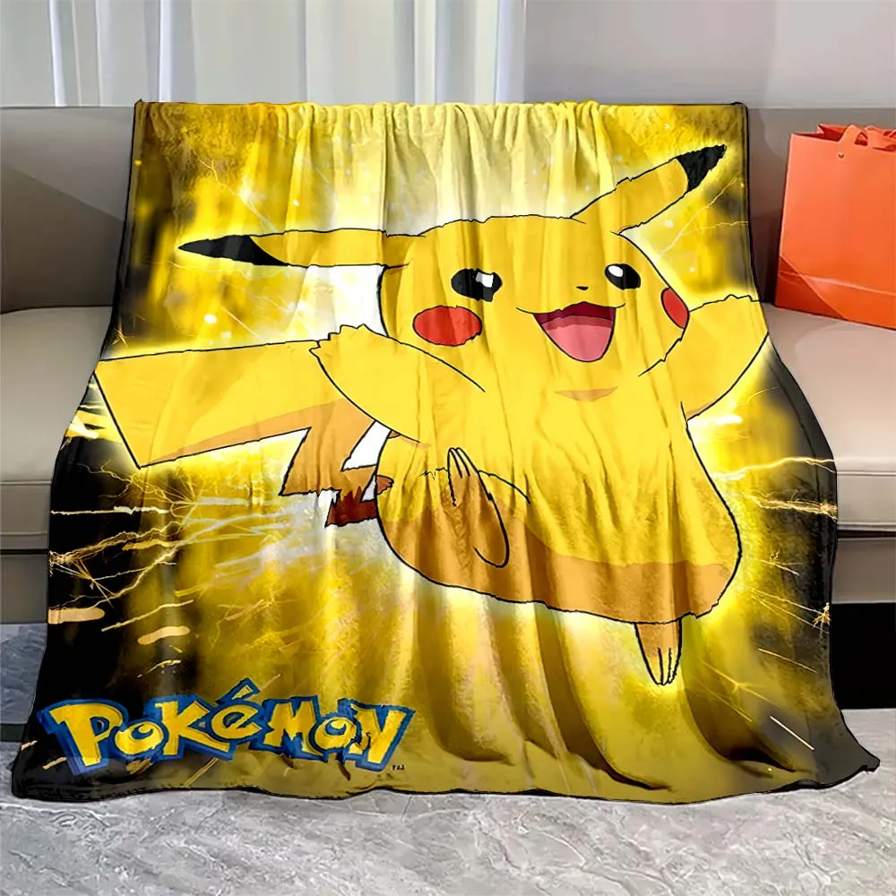 Pokemon Cartoon Flannel Fluffy Soft Blanket Pikachu Figures Home Sofa Lunch Break Blanket Children Student Blanket Nap Cover Kid