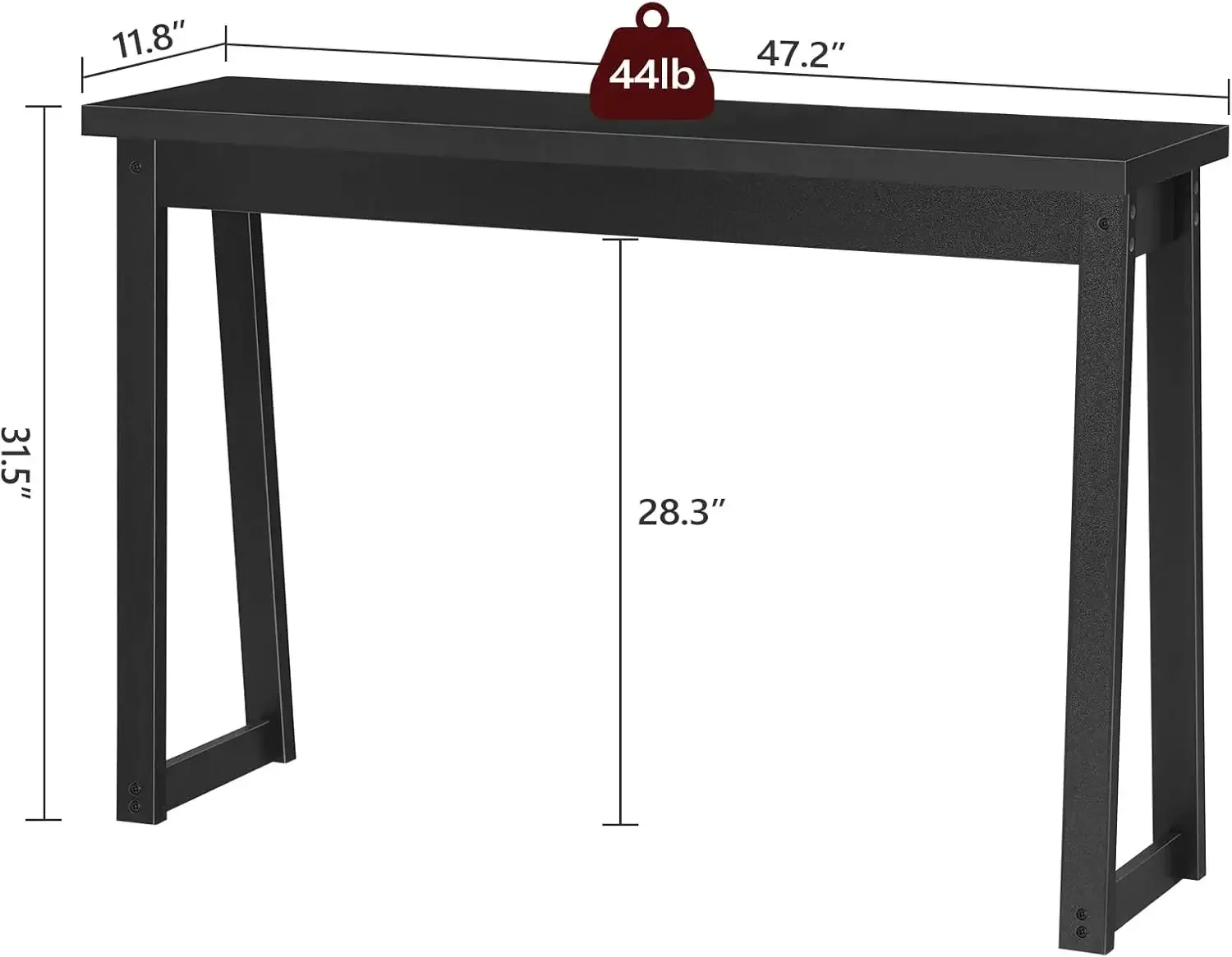 

47.2'' Console Table for Entryway, Black Sofa Table Narrow Long, Behind Couch Table, for Living Room, Foyer, Easy Assembly