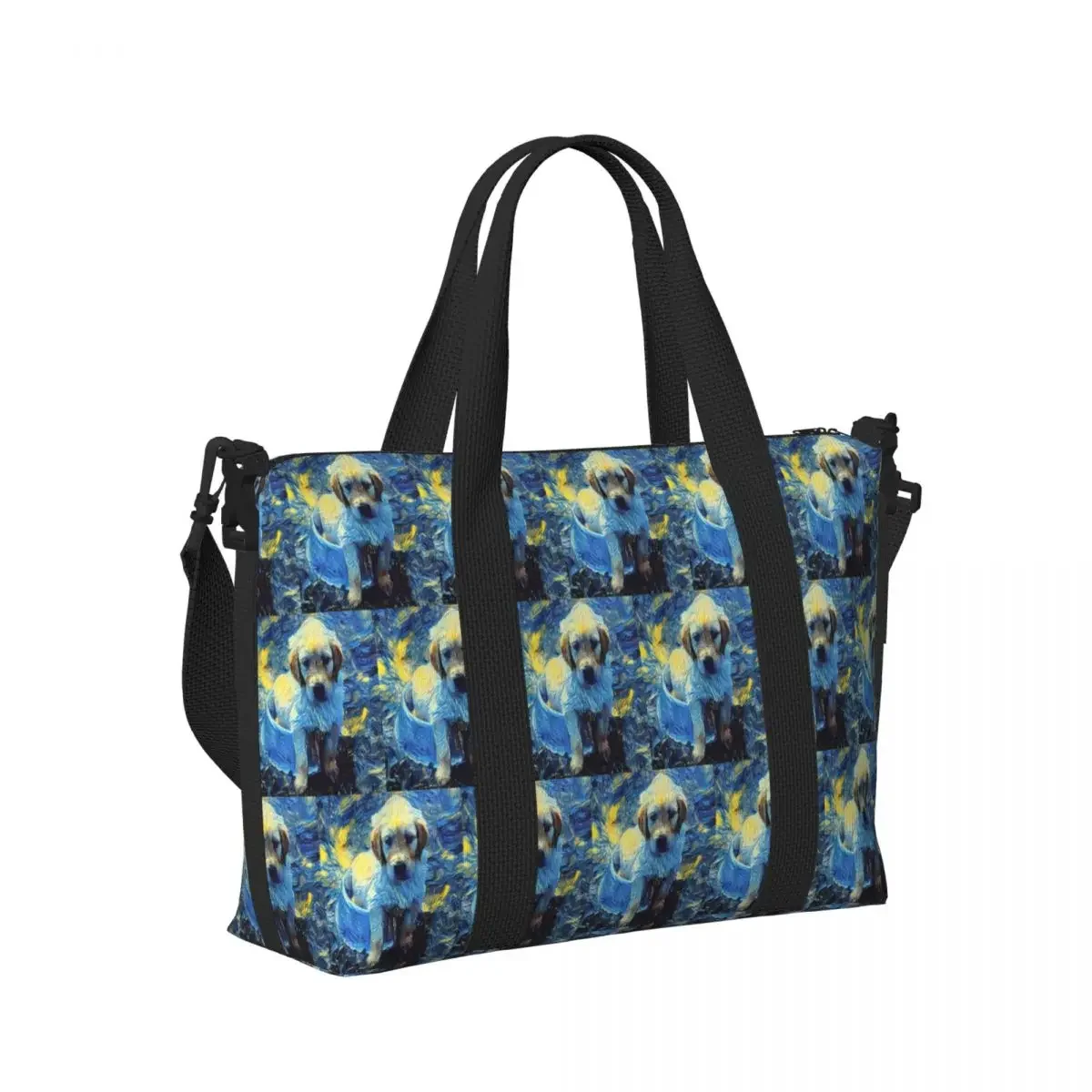 

Golden Doodle Retriever The Starry Night Van Gogh Beach Travel Bag Tote Bags for Gym Sport Women Shopping Duffle Shoulder Bag