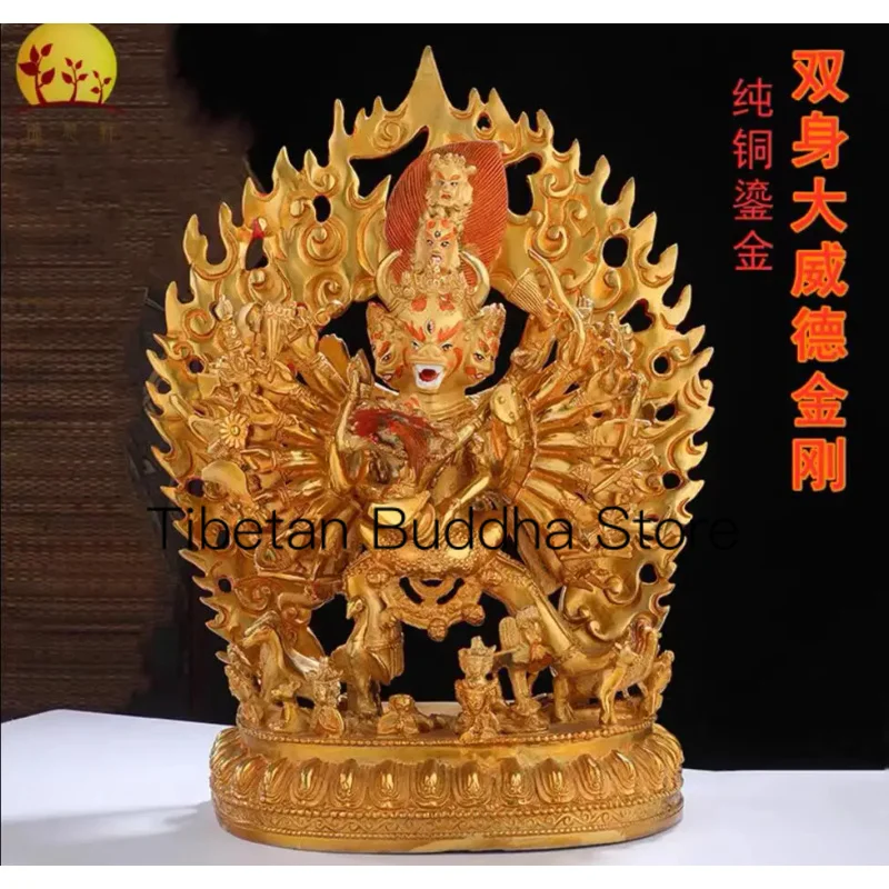 

33cm Great Wieder Vajra Buddha Statue Pure Copper Gilded Xizang Buddha Hall Decoration Buddha Statue Double Wieder