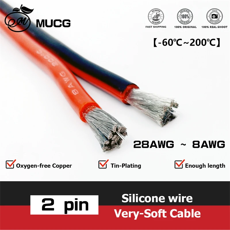 100m/roll 2 Pin Silicone wire Black Red Double Cable Very Soft Heat-resistant Electrical wires For Auto Car Battery UAV Inverter