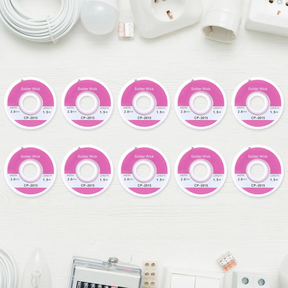 

10PCS 5ft 2.0mm Desoldering Braid Solder Remover Sucker Flux Wick Cable Wir