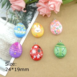 10pcs Easter Eggs Earring Charms for Bracelets Jewelry Making DIY Pendants Wholesale Bulk