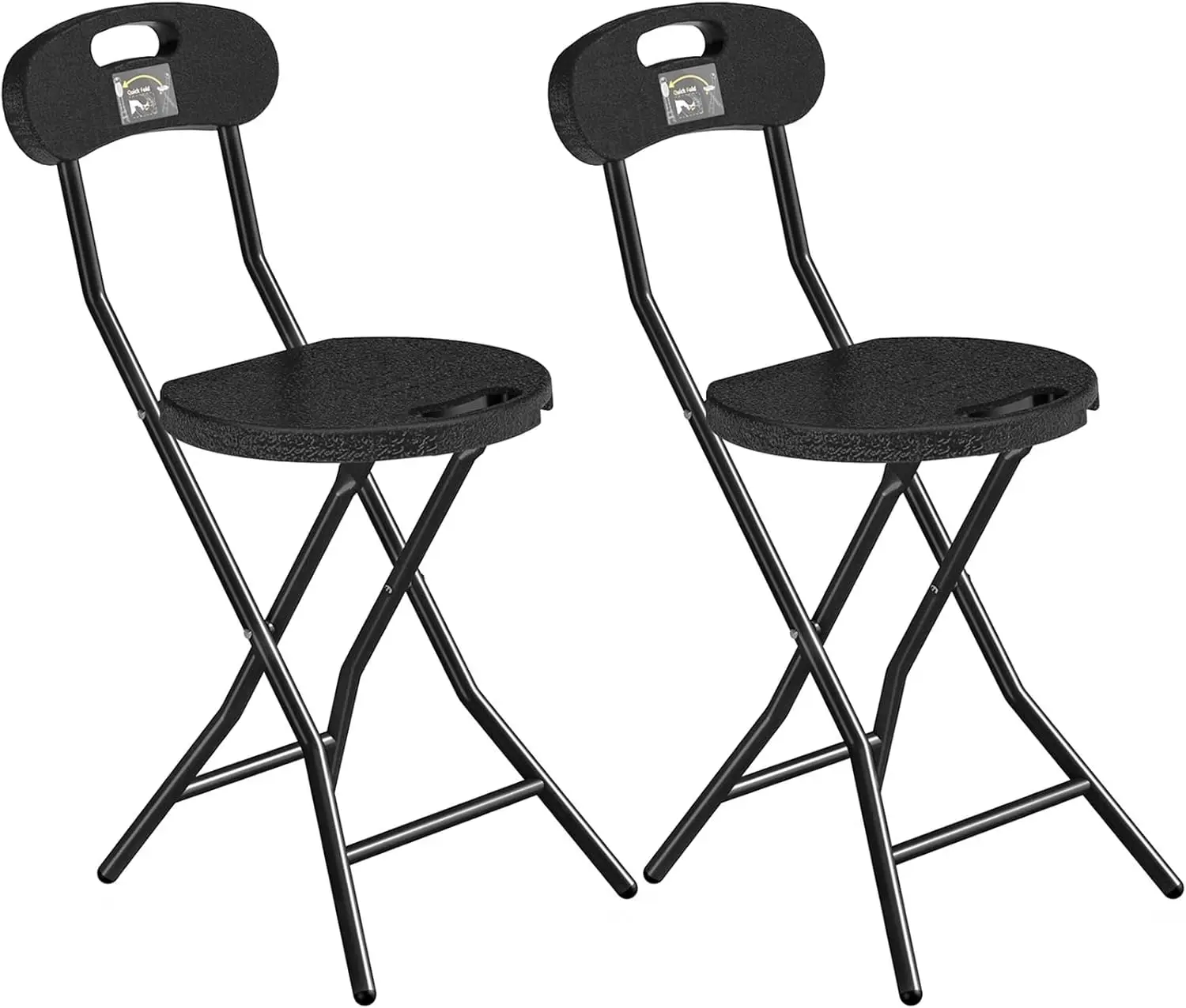 Folding Stool, 2 Pack 18 inch Folding Bar Stool with Backrest and Handle,Collapsible Round Counter Height Stool Chair