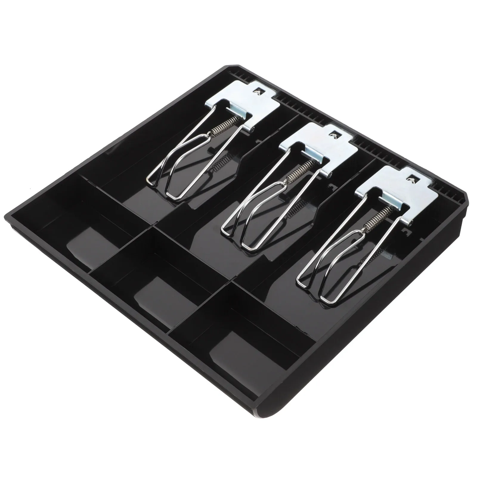 

Cash Drawer Tray Plastic Metal Money Tray Three Coin Compartments Three Bill Compartments Cash Register Accessory for Shops