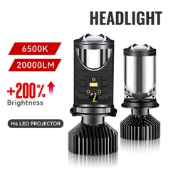 Y6 H4 LED Projector Headlight Projector Lens with Fan Cooling 90W Automobile Hi Lo Beam Bulb 12V 6500K RHD LHD