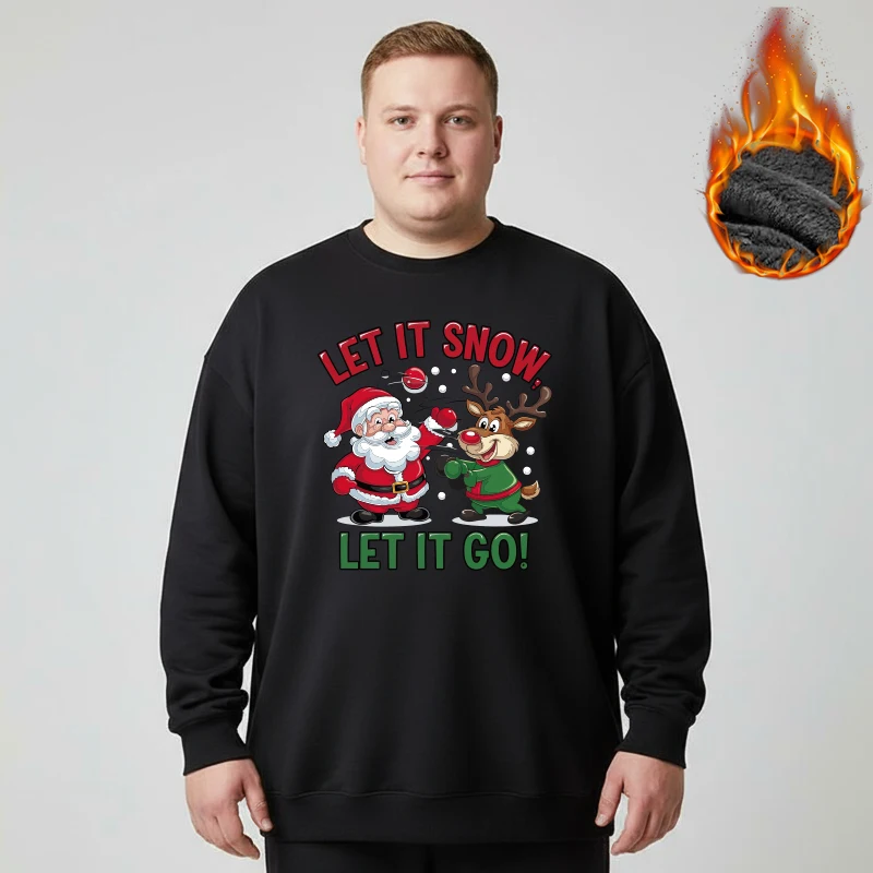 

Men Christmas Sweatshirt Plus Size Fleece Plush Warm Long Sleeve Cotton Pullovers Santa Claus 90-180kg 6XL 7XL Big Size Clothing