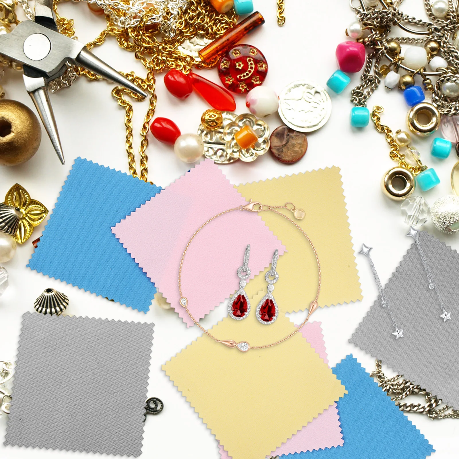 200pcs Jewelry Cleaning Cloths Silver Polishing Rags Gold Diamond Lens Wipes Maintenance Supplies Durable Soft Portable