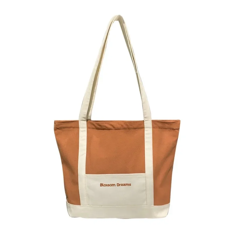 Bolso de lona de gran capacidad para estudiantes, bolsa de hombro de estilo Preppy, bolso de mano de almacenamiento de compras informal, a la moda, combina con todo