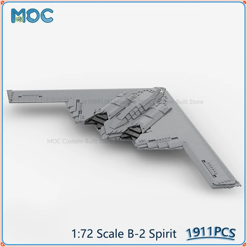 

Строительные блоки MOC, масштаб 1:72, модель B-2 Spirit, сделай сам, сборка кирпичей, коллекция креативных транспортных игрушек для самолетов, подарки, 1911 шт.