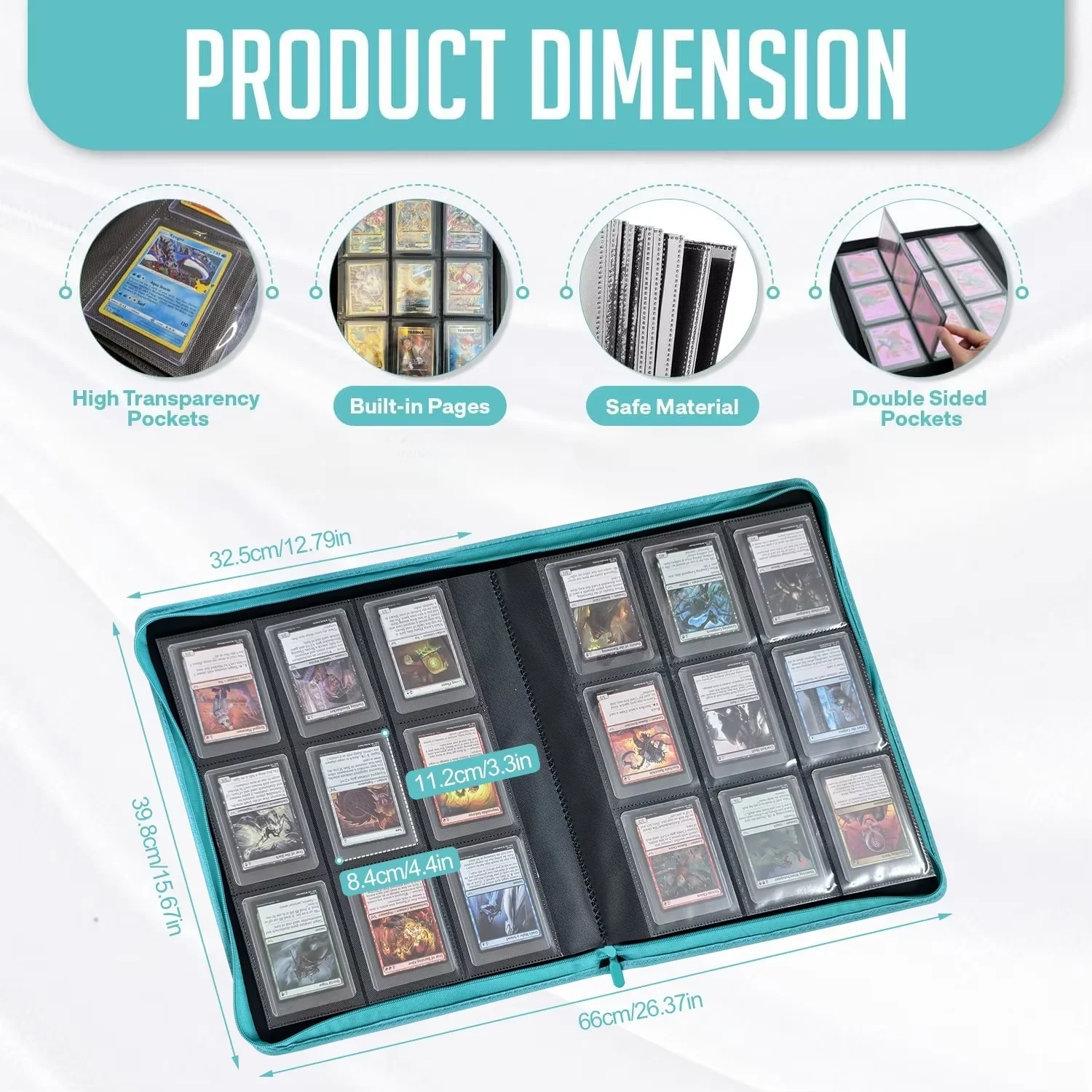 9 Pocket Card Binder 360 Pockets Double Sided with Sleeves  3X4 inch  Trading Card Album Folder for Game Sports Cards