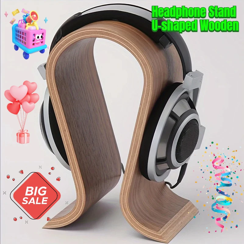 

Headphone Stand U-shaped Wooden Wooden Headphone Stand Desktop Headphone Display Stand