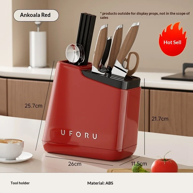 Countertop Knife Holder Multifunctional Kitchen Utensil Organizer Integrated Storage Stand for Knives Chopsticks Spoons Cutlery