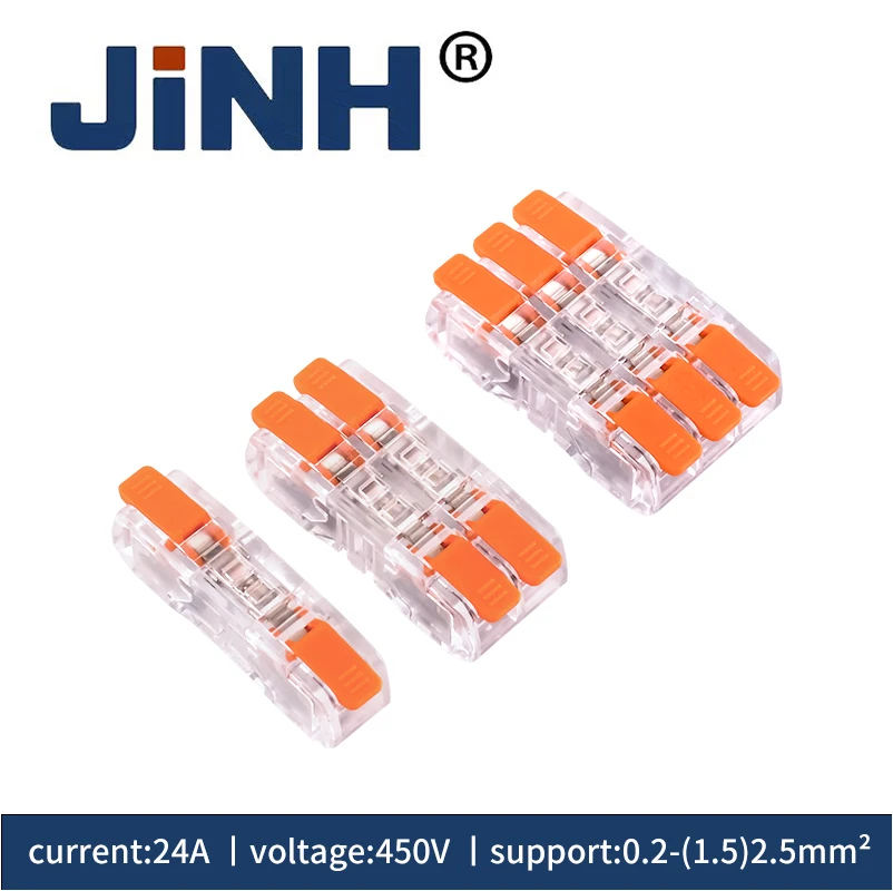 JINH 10Pcs CMK65 Quick Lever Splicing Transparently Connectors 2.5mm 1/2/3/4 In and Out Universal Fast Wiring Compact Lighting