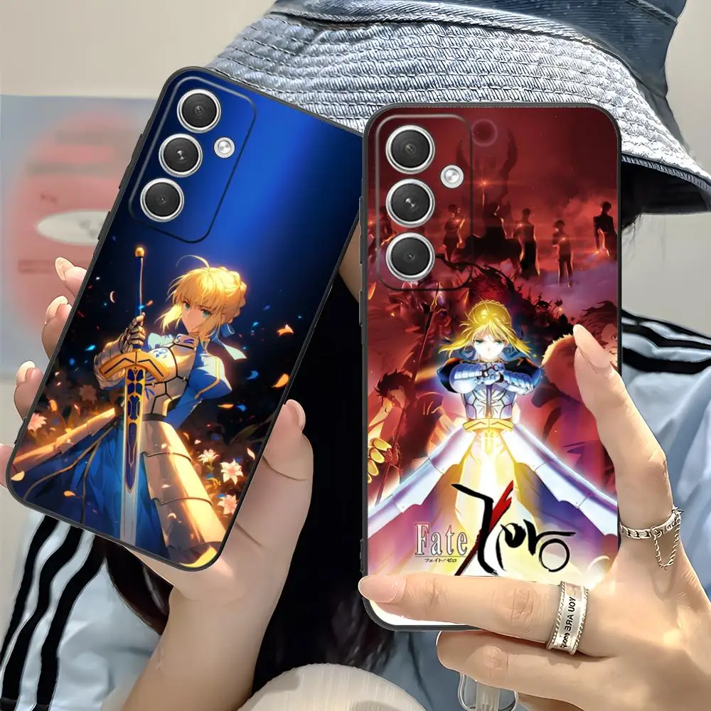 

Fate Stay Night Saber Phone Case for Samsung Galaxy S25 S24 S23 S22 S21 S20 S10 S9 Plus FE Ultra Lite Black Cellphones Pretty