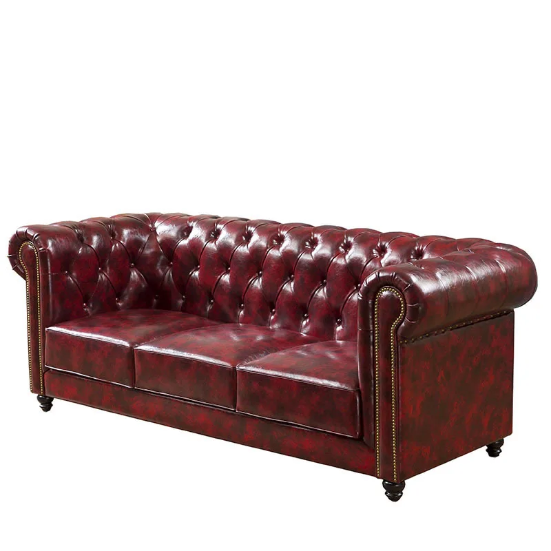 

Rustic oil wax leather sofa LOFT industrial style living room bar club cafe retro pull-up sofa