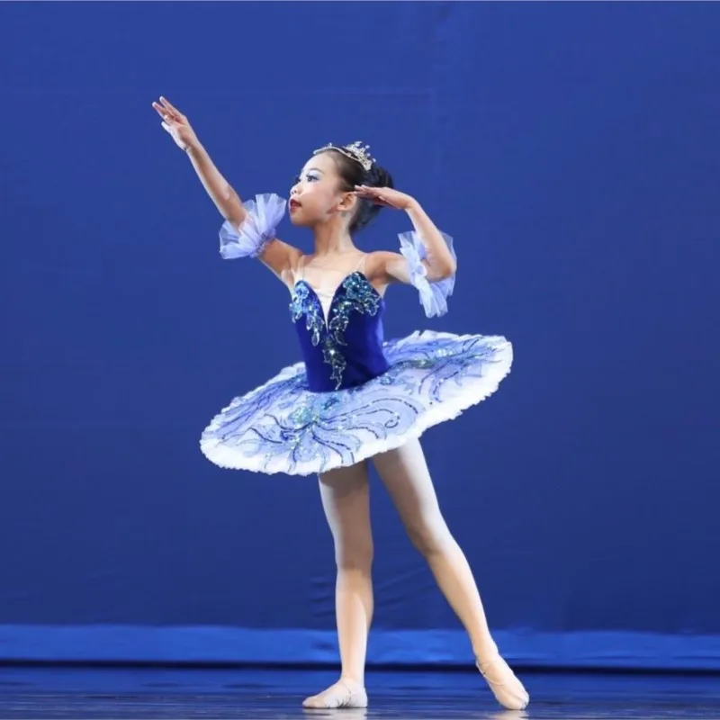 Professional High Quality 12 Layers Custom Size Kids Girls Women Adult Performance Wear Feather Blue Bird Ballet Tutu Costumes